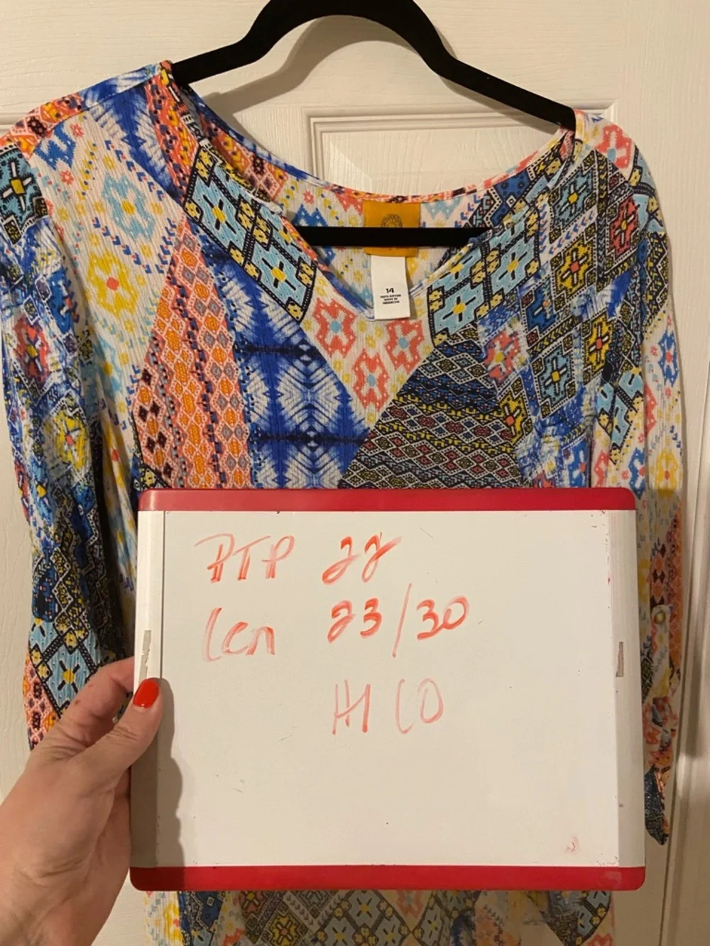 Ruby Rd. Multicolor Patchwork V-Neck Blouse - Picture 9 of 9